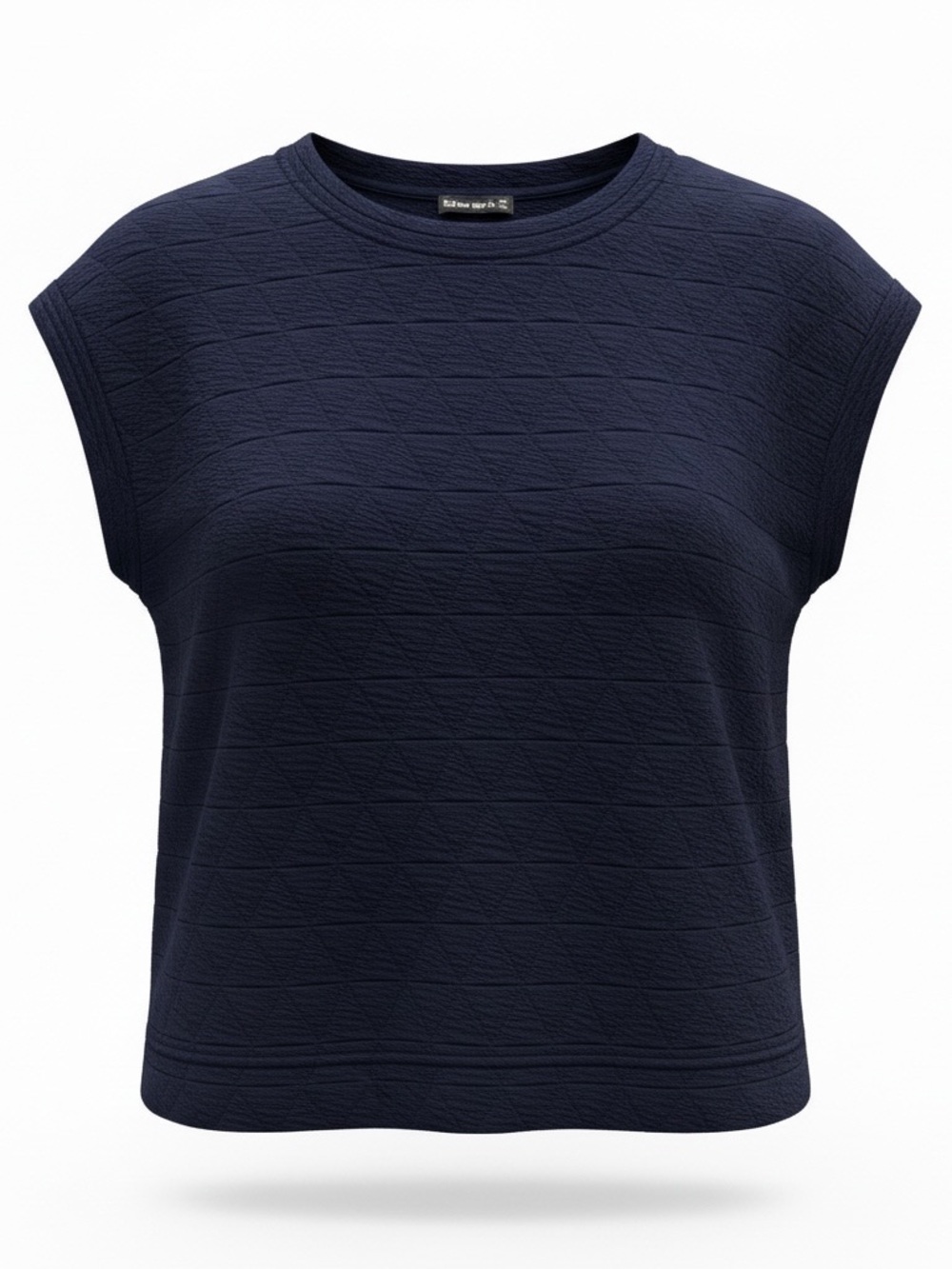 Quilted Navy Short Sleeve Heavyweight Tee